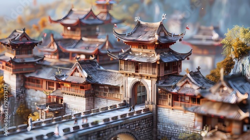 Chinese ancient architecture model poster background 