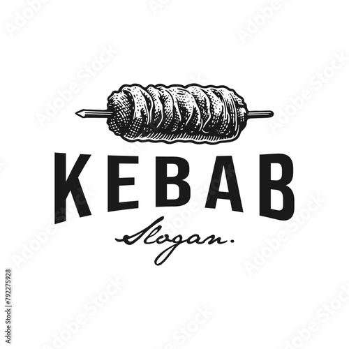 vintage logo kebab hand drawn vector illustration
