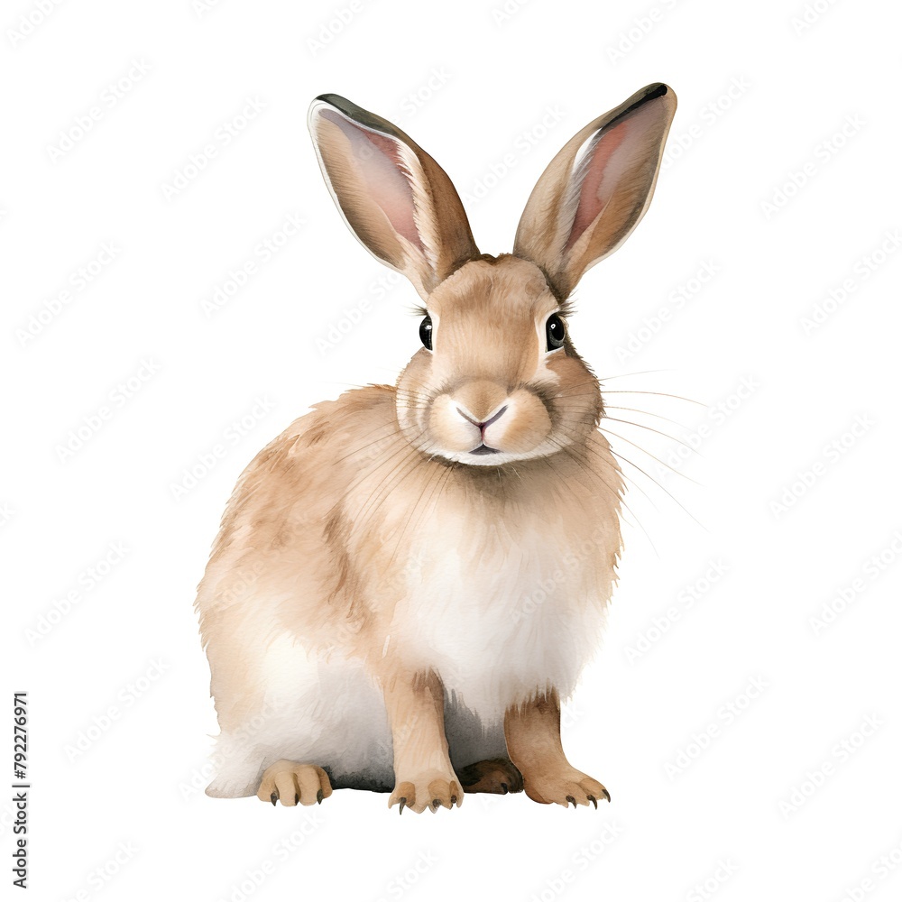 Rabbit isolated on white background. 3D illustration. Clipping path
