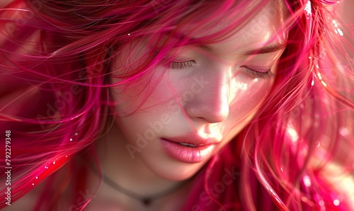 Photo of a woman with vibrant pink hair 