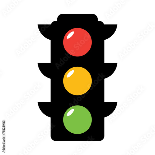 Vector Traffic Light Illustration on White Background