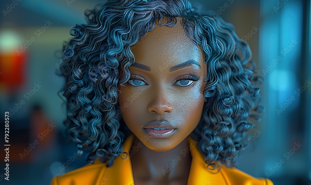 Radiant woman adorned in a vibrant yellow jacket 
