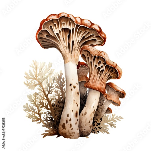 Watercolor forest mushrooms. Hand drawn illustration isolated on white background.
