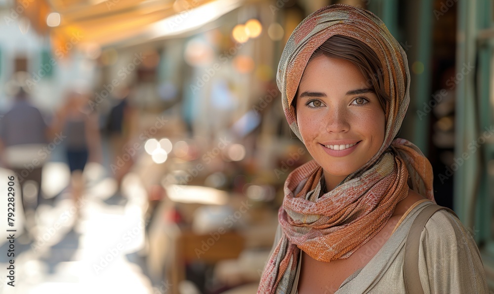 Smiling Young Woman Wearing Head Scarf