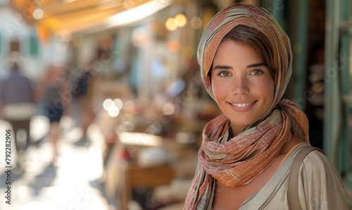 Smiling Young Woman Wearing Head Scarf