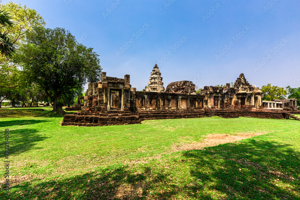 Background of old sculptures in Prasat Hin Phanom Wan, there are old Buddha statues installed within the park, allowing tourists to study the history of the Korat area, Thailand. Background of old sculptures in Prasat Hin Phanom Wan, there are old Buddha statues installed within the park, allowing tourists to study the history of the Korat area, Thailand.