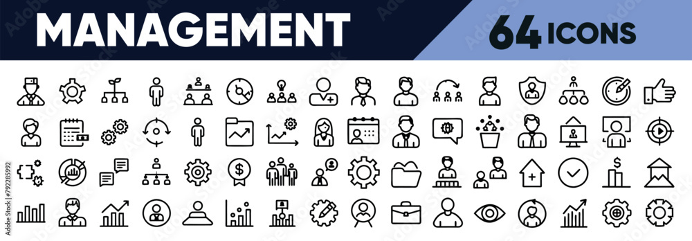 Management Line Editable Icons set. Vector illustration in modern thin line style of business icons functions, principles, goals, and more Management Line Editable Icons set. Vector illustration in modern thin line style of business icons functions, principles, goals, and more