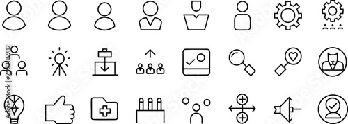 Management Line Editable Icons set. Vector illustration in modern thin line style of business icons functions, principles, goals, and more