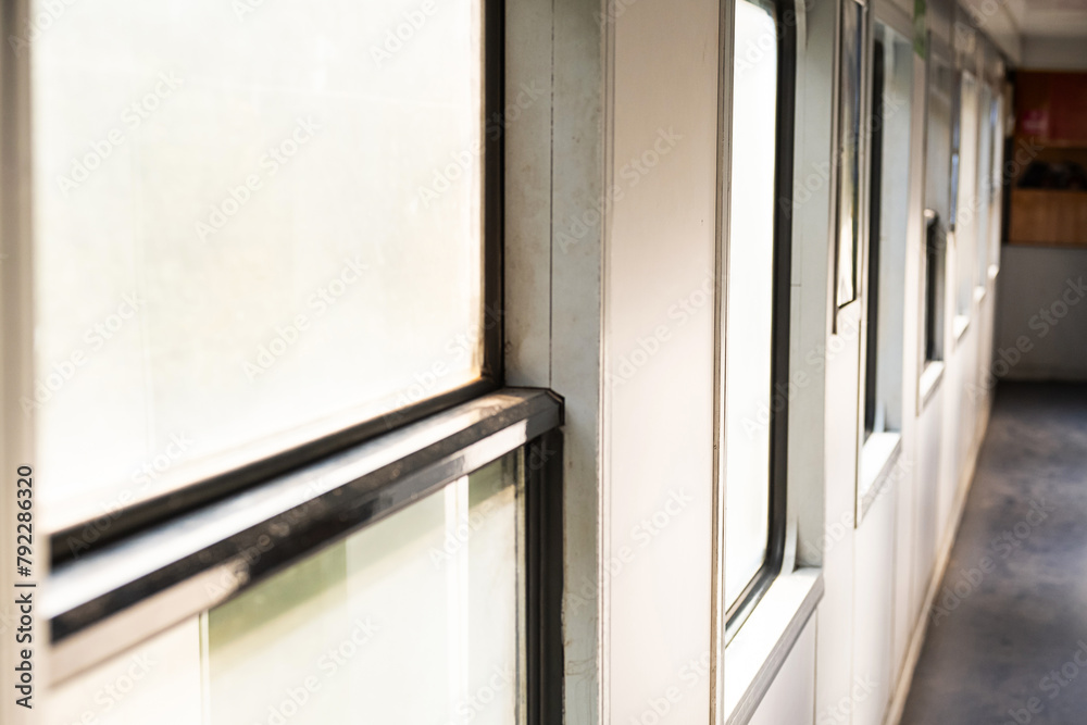 Empty train cabin. Hallway of the train. Empty train cabin. Hallway of the train.