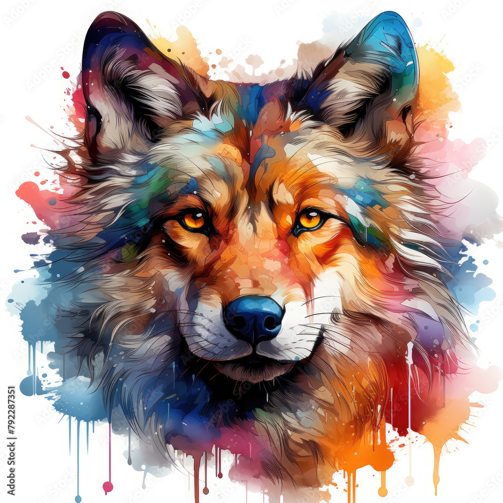Watercolor Wolf Head, clipart Illustration, Generative Ai Watercolor Wolf Head, clipart Illustration, Generative Ai