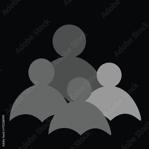 Abstract Vector icons individual people and groups . Concept: Icons, companies on black background.