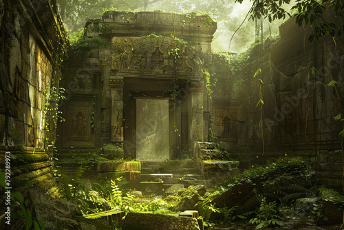 Capture the sense of mystery and intrigue surrounding an unexplored ancient ruin