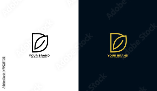 Letter D leaf logo. Leaf icon, letter D, natural. Vector illustration design