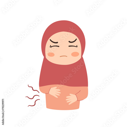 Cute Hijab Muslim Girl Starving