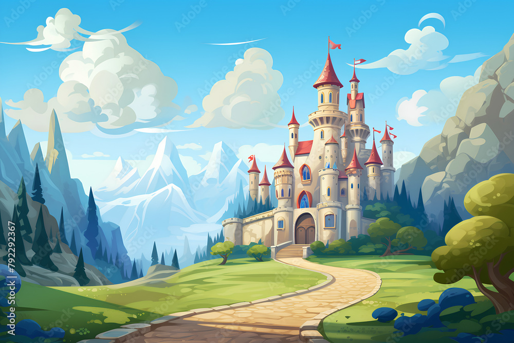 beautiful royal palace in fastasi cartoon style beautiful royal palace in fastasi cartoon style