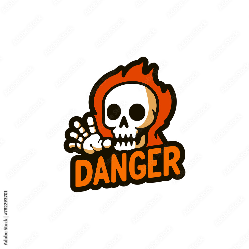 Fototapeta premium danger skull fire sticker tshirt vector illustration template design