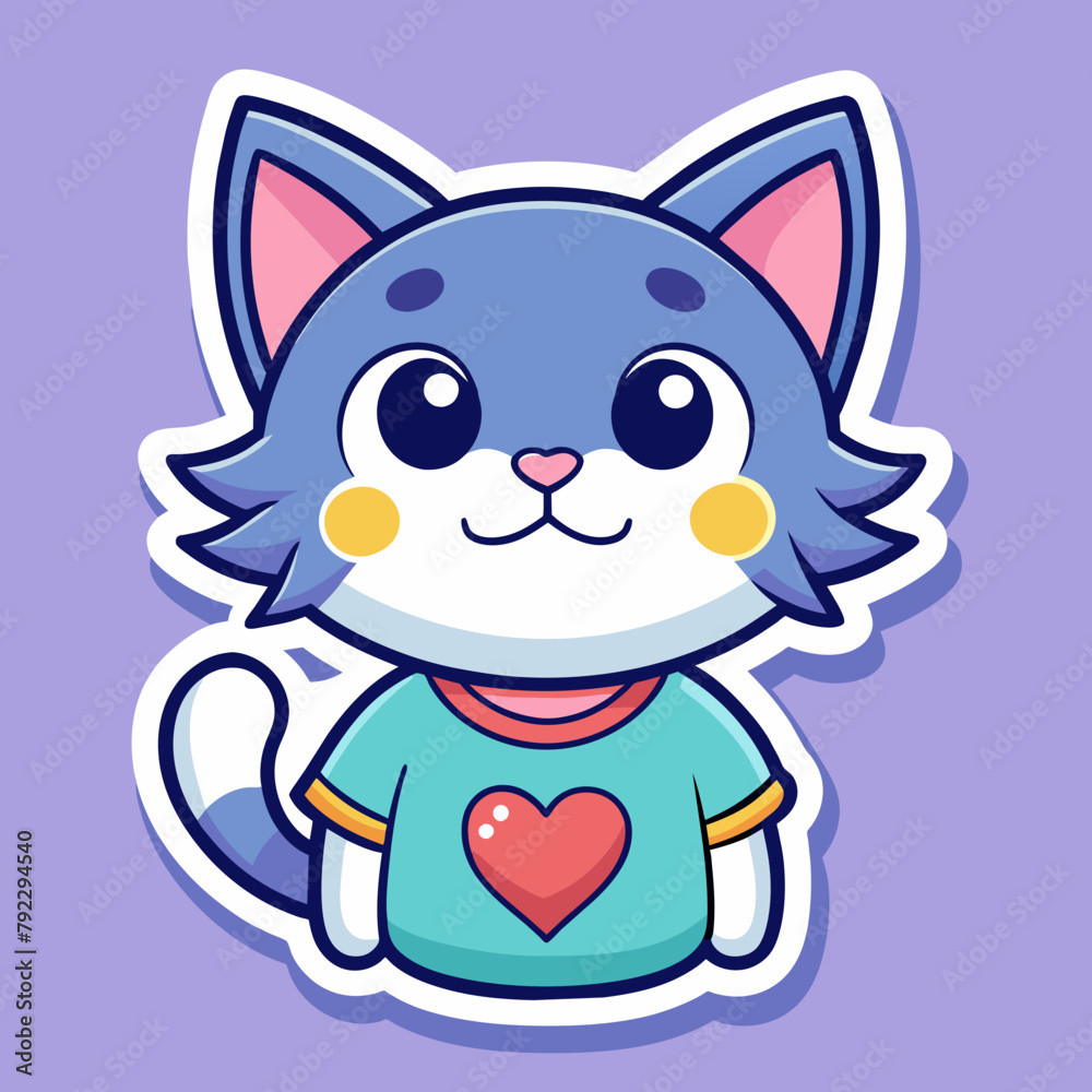 cat with heart t shirt vector illustration, love cat sticker cat with heart t shirt vector illustration, love cat sticker