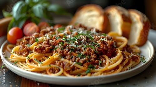 Delicious Spaghetti Bolognese with Fresh Basil and Parmesan
