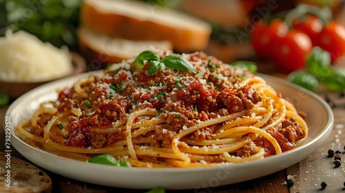 Satisfying Plate of Spaghetti Bolognese with Cherry Tomatoes