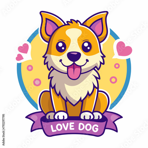dog with heart t shirt vector illustration  love cat sticker