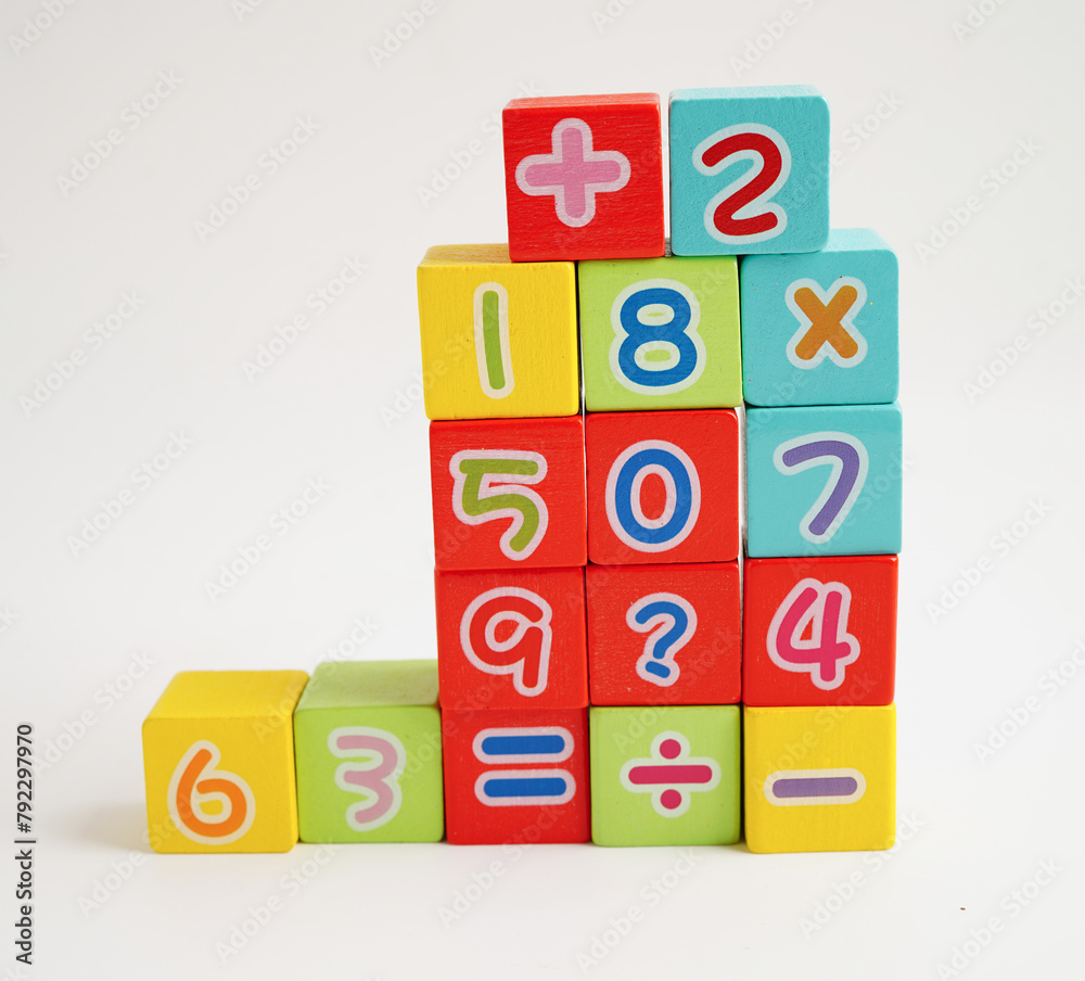 Number wood block cubes for learning Mathematic, education math concept. Number wood block cubes for learning Mathematic, education math concept.