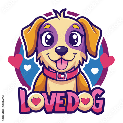 dog with heart t shirt vector illustration, love cat sticker