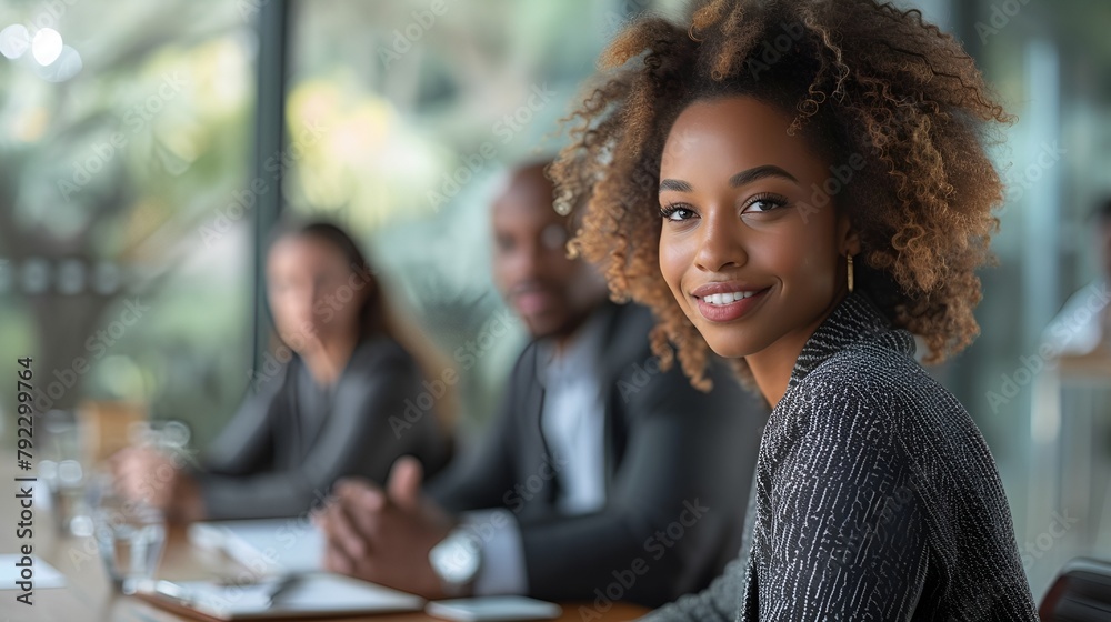 Young African-American woman in a business suit - business meeting - smiling and confident - up and comer - future leader Young African-American woman in a business suit - business meeting - smiling and confident - up and comer - future leader