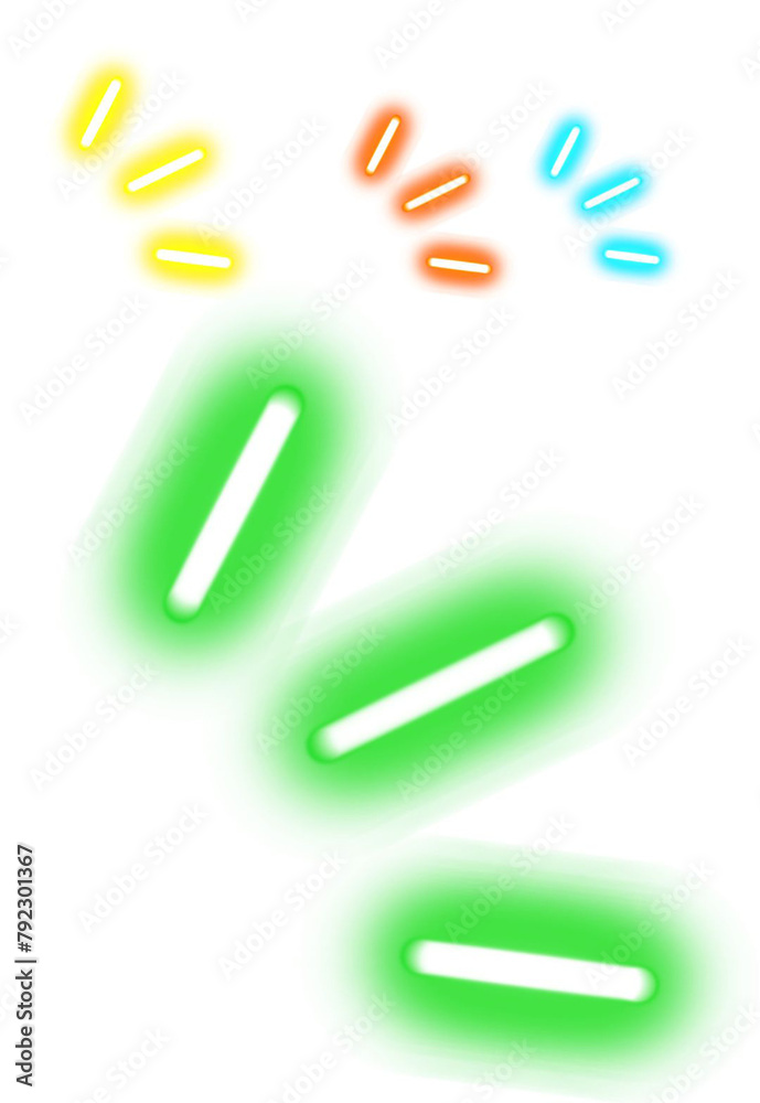 Vibrant Neon Light Trails - Abstract Illuminated Glow Effect on White Background