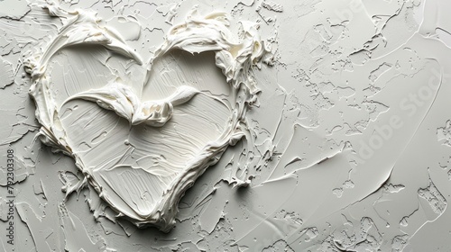 White beauty skincare cream swipe smear in heart shape on white background
