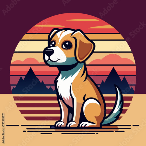 dog on the beach t shirt vector illustration