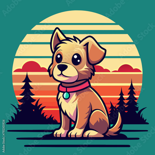 dog on the beach t shirt vector illustration