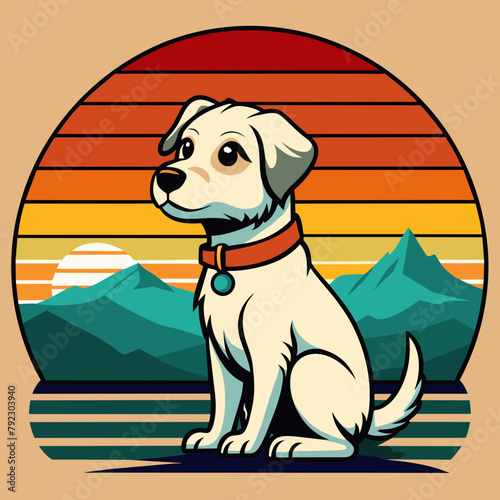 dog on the beach t shirt vector illustration