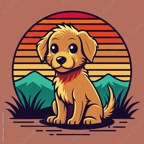 dog on the beach t shirt vector illustration