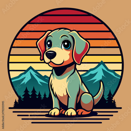 dog on the beach t shirt vector illustration