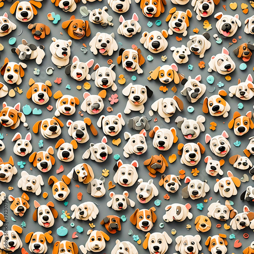 3D dog, seamless pattern, created from AI.