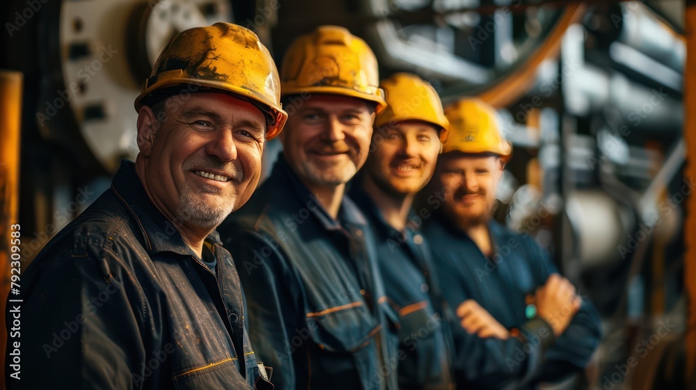 A Portrait of a mechanical production team full of quality skills in maintenance and training of industrial workers. A Portrait of a mechanical production team full of quality skills in maintenance and training of industrial workers.