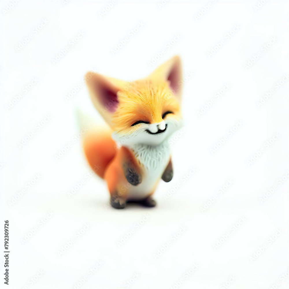 Little fox with beautiful color and white background.with Generative AI technology Little fox with beautiful color and white background.with Generative AI technology