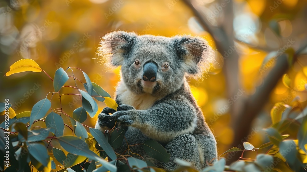 Obraz premium Leafy Banquet: Koala Bear Serenity in 4K Resolution