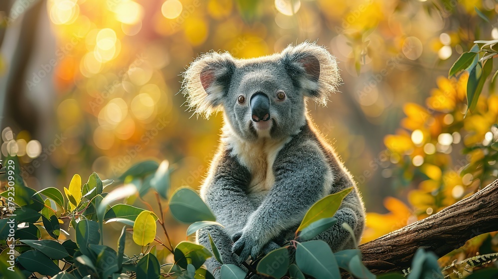 Obraz premium Leafy Banquet: Koala Bear Serenity in 4K Resolution