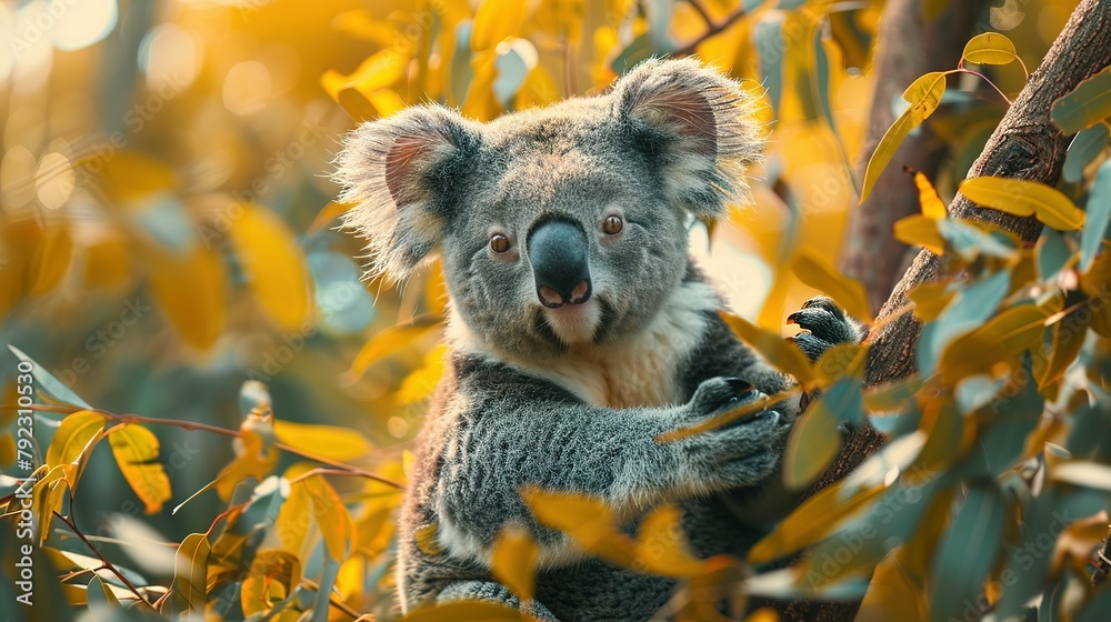Obraz premium Eucalyptus Oasis: Koala Lounging in 4K Detail