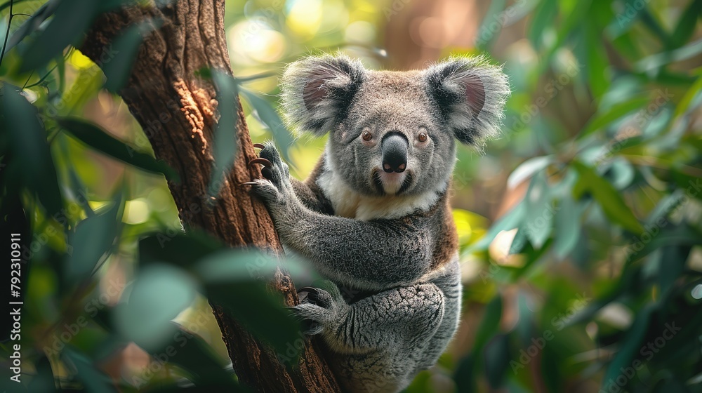 Fototapeta premium Eucalyptus Oasis: Koala Lounging in 4K Detail