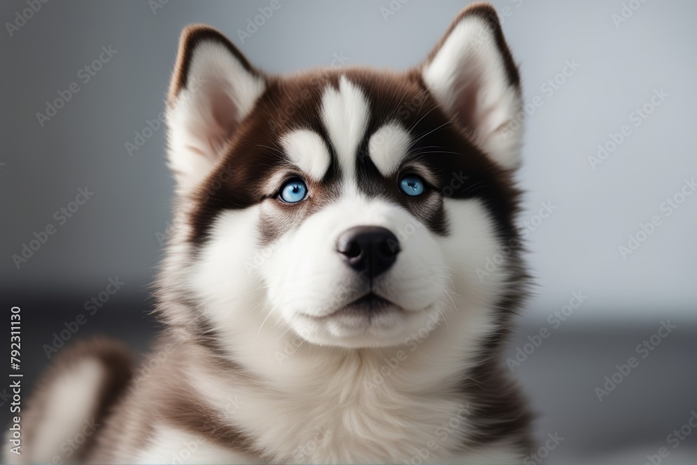 'isolated husky beautiful puppy cute white adorable animal attractive baby background beast black blue breed canino dog doggy eye fun funny fur grey hairy little looking lying1 pedigree pet portrait'