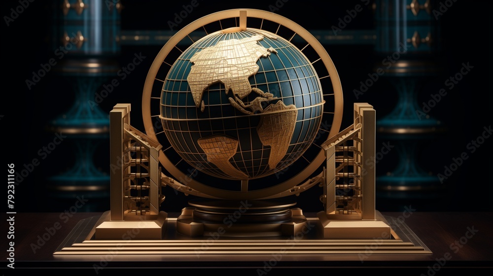 Explore the intersection of tradition and modernity with an Art Deco globe sculpture reimagined in stunning 3D detail, a testament to timeless design.