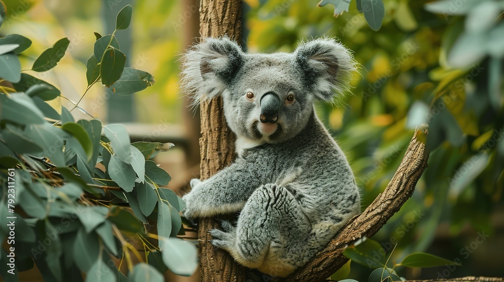 Fototapeta premium Leafy Haven: Koala Bear Relaxation in 4K Clarity