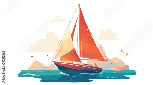 Sailing boat icon isolated on white background. Vec