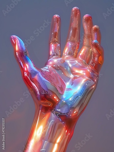 Dynamic Gesture: Reflective Chrome Hand Sculpture photo
