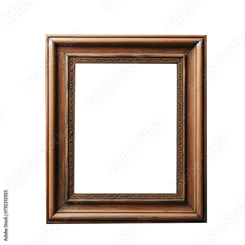 empty space old natural wooden photo or border blank frame isolated on transparent background.