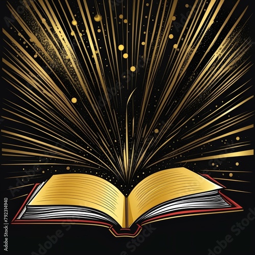 Magic Book With Open Antique Pages And Abstract Bokeh Lights Glowing In Dark Background  Literature  Education Concept