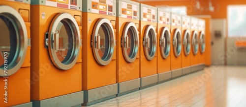 portrait of a public clothes washer in orange photo