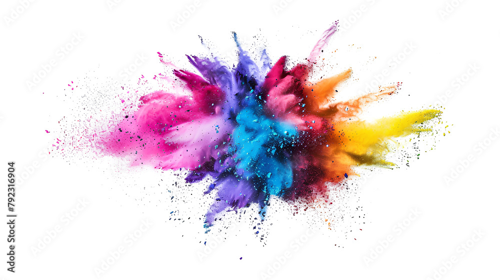 Exploding colors of dust and powder isolated on a transparent background Exploding colors of dust and powder isolated on a transparent background